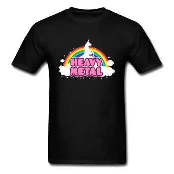 Ťažkých Kovov Jednorožec Topy Rainbow Tees Muž Tričko Ženy Tričko Čierne tričko Kawaii Cartoon Oblečenie Priateľ Dar Košele