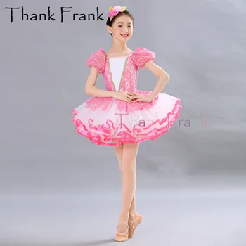 Nové Sequin Balerína Šaty Ružové Krátky/Dlhý Rukáv Balet Dievčatá Šaty Tanečné Oblečenie Žien Romantický Tutu Kostýmy Pre Tanec