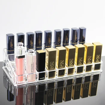 Nový Jasné 36 Mriežky Akryl Rúž Držiteľ Kozmetické Úložný Box Make-Up Organizátor Drobnosti Display Box Kozmetické Nástroje Prípade