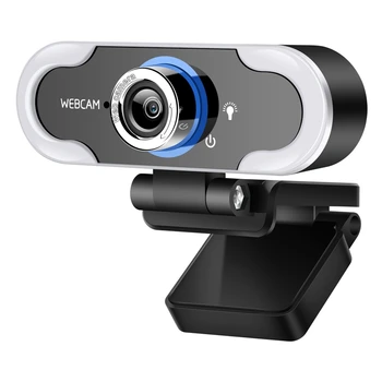 1080P Full HD Webcam 30fps Vyplniť Svetlo Kamery Pre PC Počítač a Manuálne zaostrenie Zabudovaný Mikrofón USB Kamery Pre Konferencie Štúdia