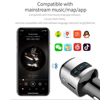 Bluetooth 4.2 FM Vysielač Auto Nabíjacieho Adaptéra Bezdrôtovej Nabíjačka do Auta 1 Port QC3.0 LED Displej Automatické vypnutie pre Auto