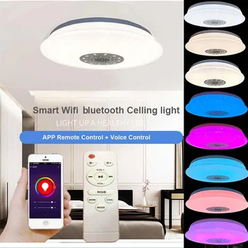 60W Hudby LED Stropné Svietidlá Domov Smart Phone Control bluetooth Moderné Stmievateľné RGB Stropné Svietidlo Hudby Žiarovka +Diaľkové Ovládanie