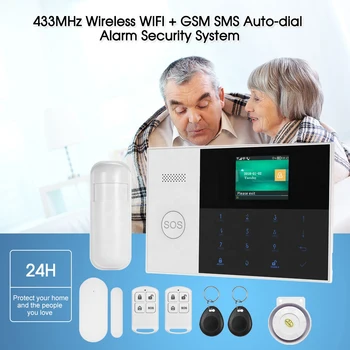 WIFI GSM smart Home Bezpečnostný Alarm systém s mini siréna Snímač Pohybu APLIKÁCIE Ovládanie LCD Dotyková Klávesnica GPRS káblové Bezdrôtové poplašné