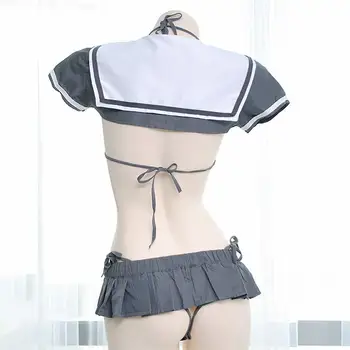 OJBK Japonskej Školáčky Jednotné Sexy Anime Cosplay Bikini Bielizeň s Mini Tričko Skladaná Sukňa Sivá bielizeň Hot girl šaty
