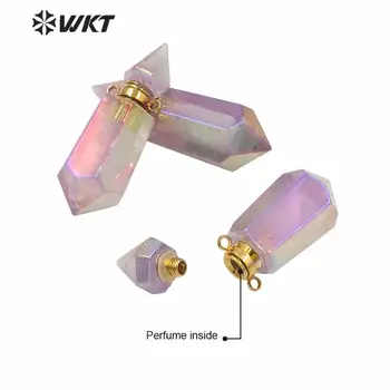 WT-P1592 WKT exkluzívne najnovšie prírodné svetlo fialový kameň dvojité slučky Aura ducha quartz essencial olej kameň prívesok ako darček