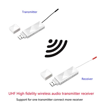 UHF Hifi Bezdrôtové Audio Digitálny Vysielač-Prijímač Podporiť Jeden Mnohých Prijímače Až 90M /200M s 3,5 mm audio kábel