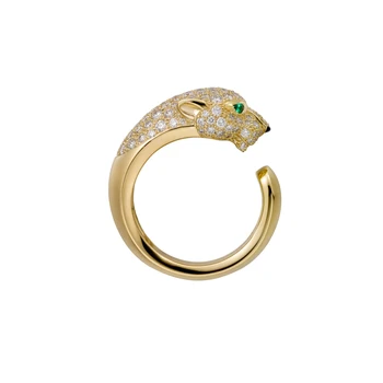 Nádherné Zlato, Striebro Leopard Hlavu Svadobné Zásnubné Prstene Micro CZ Šperky Zelené Oko Milovníkov snubný Prsteň pre Ženy Bague Femme