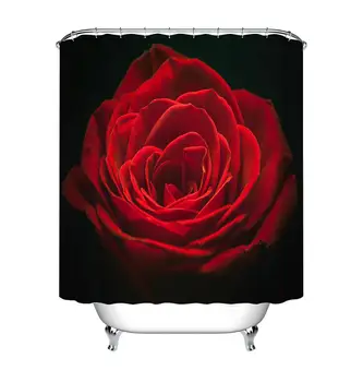Rose Sprchový Záves pre Kúpeľňa Dekor Červený Kvetinový Textílie Kúpeľňa Záclony Nastaviť s Háčikmi Romantický Dekoratívne Kvety Vzor