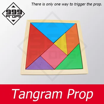 Tangram Prop skladačka prop puzzle rekvizity uniknúť izba dať všetky kúsky do drevený box na odomknutie Komora hra rekvizity 999PROPS