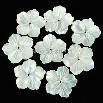 ( 10 ks/lot ) Nové 16x2mm perleť MOP Rezbárstvo Prírodné Shell Perly Kvetina Náhrdelník s ohniskovou Korálky Charms