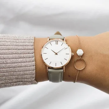 2019 Nové Módne Jednoduché ženy bežné hodinky dámske kožené hodinky Quartz hodinky žena hodiny Vrouwen Zegarek Damski watchwatch