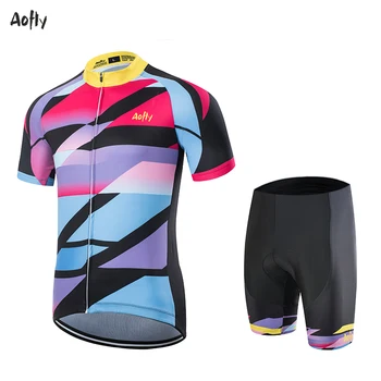 20 Aofly Multi-farebné cyklistického tímu jersey 9D cyklistické ŠORTKY nastaviť mtb Ropa pánske letné rýchle suché pro BIKE košele Maillot Culotte nosenie