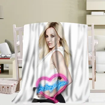 Vlastné Britney Spears Prikrývky Cestovné Gauč Coral fleece textílie Prikrývky Mäkká Našuchorený Teplé Gauč Posteľ Hodiť Deka Viac Veľkosť
