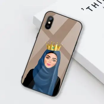 Žena V Hidžáb Tvár Moslimských Telefón Prípade Tvrdeného skla Pre iphone 6 6 7 8 plus X XS XR 11 12 mini PRO MAX