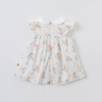 DBM13899 dave bella letné baby girl je roztomilý luk tlač šaty deti fashion party šaty deti detská lolita oblečenie