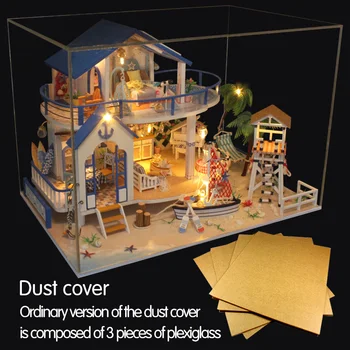 DIY domček pre bábiky Mora Miniatúrne Villa S Nábytok Drevený Dom Izba Model Auta Dary 3D Hračky Pre Deti Doll House