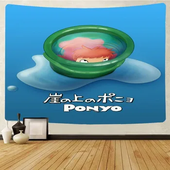 Ponyo na Útese Nástenné Gobelíny Anime Dievčatá Dekor Gobelín Stene Visí Deka obrus Mat Domova Yoga Mat Pláž Uterák