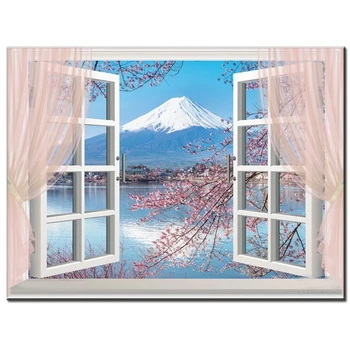 Diamond Výšivky Fuji Horských okno krajina plná Námestie Kolo Mozaiky diamond Kamienkami Diamond Maľovanie flowerZP-3092