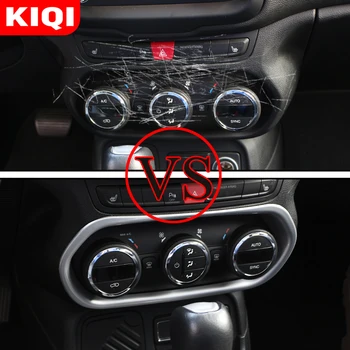 KIQI Auto klimatizácia Prepnúť Tlačidlo Panel Rám, Kryt Výbava Nálepky na Jeep Renegade - 2019 Auto Styling Príslušenstvo