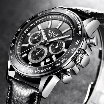 Hodinky Pánske luxusné Hodinky Značky LIGE Quartz Šport Vojenských Muži Plné Oceľové náramkové hodinky Potápačské 30 m Bežné Hodiny relogio masculino