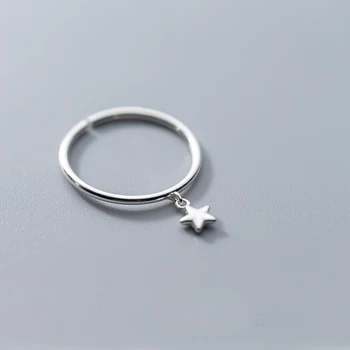 MloveAcc Skutočné 925 Sterling Silver Minimalistický Geometrické Kolo Prívesok Star Krúžok pre Ženy Roztomilý Svadby, Módne Šperky Darček