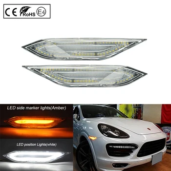 2 ks Jasné LED, Bočné Obrysové Svetlá Otočte signalizačná kontrolka (Žltá)LED Beží svetla/Polohe svetlo(biela farba)Pre Porsche Cayenne 958 2011-14