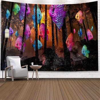 Psychedelický Medúzy pozadí látkové dekorácie Čiar gobelín Obývacej izbe, posteľ domova lesa nástenné gobelíny