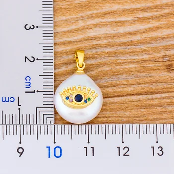 Nový Dizajn Zlé Oko Zlaté Reťaze CZ Choker Príveskom Náhrdelník Kúzlo Prírodných Mince Pearl Perličiek Zirkón Zlé Oko Ženy Šperkov Náhrdelník
