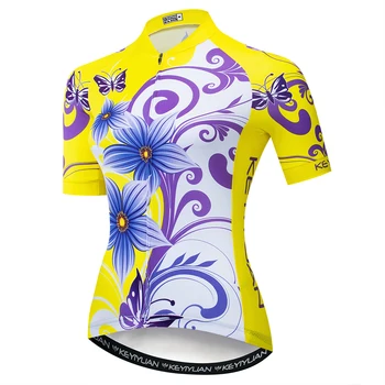2019 Keyiyuan Lete New Road Racing Jazda Na Bicykli Vybavenie Rýchle Suché Priedušná Lady Kvet Žltý Krátke Rukáv Top