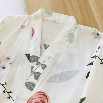 2021 nové Japonské kimono vyhovovali pyžamo jar a v lete dámy bavlna tri štvrtiny rukávy veľké kvety domáce oblečenie tenké voľné