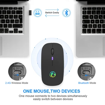 Bezdrôtová Myš Bluetooth RGB Myši Nabíjateľná Počítač Mause Tichý a Ergonomický LED Myši optická USB Podsvietený Myš pre notebook PC