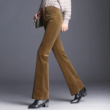 Menčester bežné micro bell nohavice dámske nové jesenné a zimné kórejská verzia vysoký pás retro chic wild Pani trend Slim