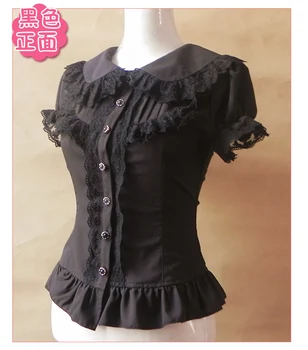 Palác sladké lolita tričko peter pan golier vintage čipky viktoriánskej šaty lístkového rukáv slim gothic lolita top princezná loli cosplay