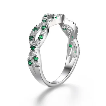 Hutang Emerald Drahokam Prstene pre Ženy, Skutočné 925 Sterling Silver Band Krúžok Darček Šperky, Zásnubné