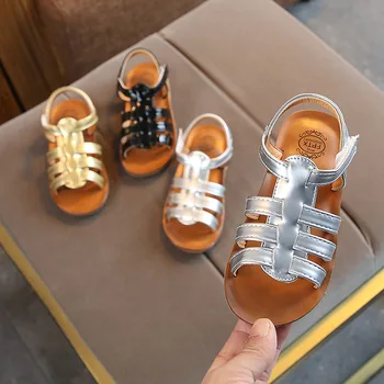 Módne Sandále Dievčatá V Lete Roku 2019 Detská Obuv Outdoor Batoľa Kožené Sandále Rímsky Štýl Bežné Princezná Sandále Deti Topánky