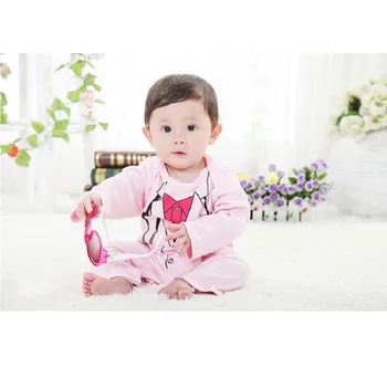 Ružová Lekár Dieťa Dievča Romper Roztomilý Novorodenca Kombinézach Bavlna Dievčatá Celkovo jednodielnych Oblečenie 0-24Month Dojčenské Oblečenie Dlhé Košele