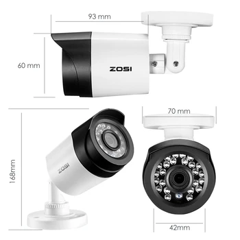 ZOSI 1080P HD-TVI 2.0 MP Hi-Rozlíšenie CCTV Kamery domáci Bezpečnostný Systém 65ft Nočné Videnie Vodotesný pre 1080P HD-TVI DVR Systémy