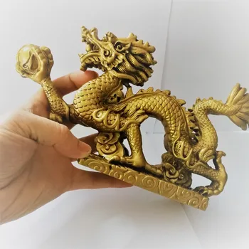 1PC Medi Dragon Figúrka Drží Loptu Čínske Feng Shui Šťastia Amulet