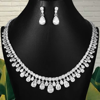 GODKI Luxusné SAE High-End Šperky Sady Pre Ženy Svadobný Náhrdelník Náušnice Nastaviť Kubický Zirkón Dubaj Svadobné šperky Set 2020