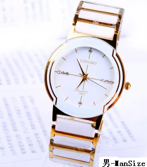 Nová Značka Luxusných Milovníka Pár Hodinky Quartz Zlaté náramkové hodinky z Nerezovej Ocele a Cearmic Kapela Hodinky Relogio Feminino hodiny