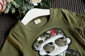 Detské Oblečenie 2019 Letné Deti Krátke Rukávy T-Shirt + Kamufláž Šortky Vyhovuje Batoľa Chlapčenské Odevy Sady