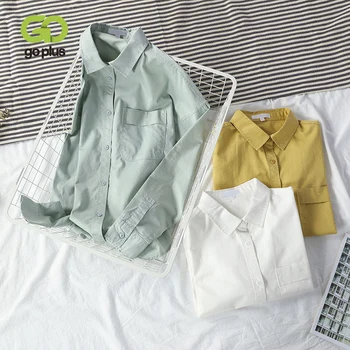 GOPLUS dámske Tričko Žltá Zelená Biela Blúzka Vintage Plus Veľkosť Dámske Topy Camisas Mujer 2021 Haut Femme Bluzki Damskie C9679