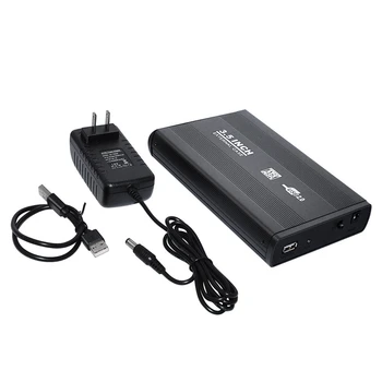3.5 Palcov rozhranie USB 2.0 / SATA Externý HDD Disk Box Pevný Disk Kryt puzdro Externé Úložný Box s Káblom USB-Plug NÁS