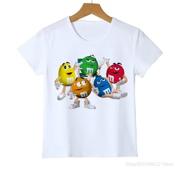 Anime Krátky Rukáv Dieťa Košele Módne Dieťa T-shirt 3D Chlapec/Dievča Čokoládové Bôby MM Tlač Zábavné Streetwear T Tričko