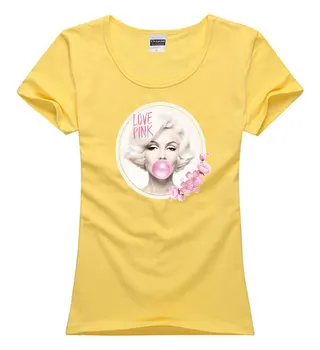 Bavlna krásne pekné Monroe ružová Módne Hip-hop ženy lady dievča wasit slim Top Tee Camiseta T-Shirt tričko Tee top darček