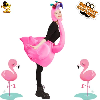 Karneval Dievčatá Ružové Plameniaky Kostým Unisex Dospelých Zvierat Maskot Jumpsuit Halloween Ženy Party Dress Up Cool Flamingo Oblečenie