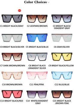 15 farieb Flat Top Okuliare Muži Ženy Značky Dizajnér Námestie Odtiene Gradient Slnečné Okuliare Mužov Cool Jeden Kus UV400 Zrkadlo