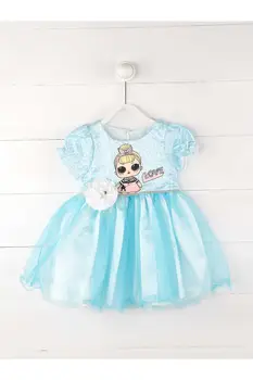 Baby girl blue tylu sukne, šaty špeciálne príležitosti Bežné Model štýlový Dievča Deti, detské Oblečenie Sady princezná štýl modely