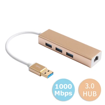 USB3.0 Hub Gigabit Ethernet Sieťový Adaptér+3 Port Rozbočovača USB 3.0 Na RJ45 10/100/1000M, Lan Karta Pre Macbook Windows 10