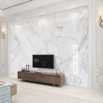 Foto Tapety Moderný Jednoduchý Biely Mramor Textúra nástenné Maľby Obývacia Izba Gauč TV Spálňa Pozadí Steny Dekor Luxusné Tapety 3 D